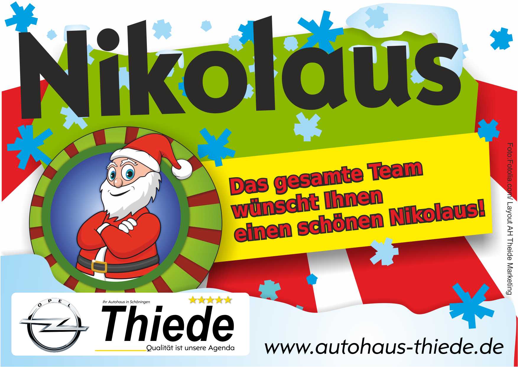 Autohaus Thiede wünscht einen schönen Nikolaus und lädt zur Opel Neuwagen Probefahrt ein